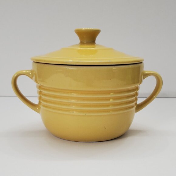 Well Equipped Kitchen Mustard Yellow Gold Covered Handled Soup Chili Sugar Bowl - Picture 1 of 7